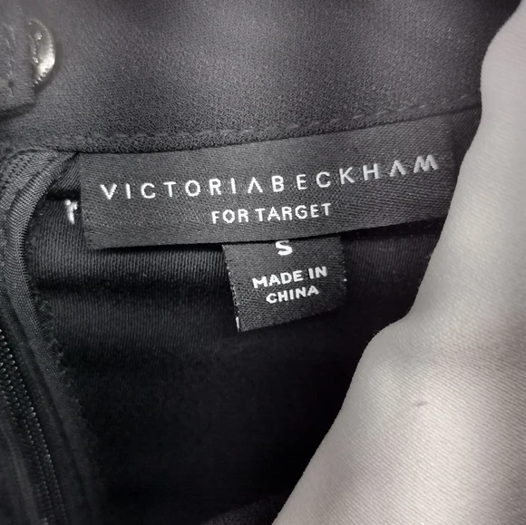 Victoria Beckham White Collar and Cuffs Black Block Dress l Size small l Goth - Picture 3 of 7